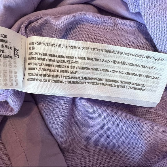 NWT ABERCROMBIE & FITCH PLEATED PURPLE LINEN WIDE LEG ELASTIC TROUSER LARGE - Picture 9 of 11